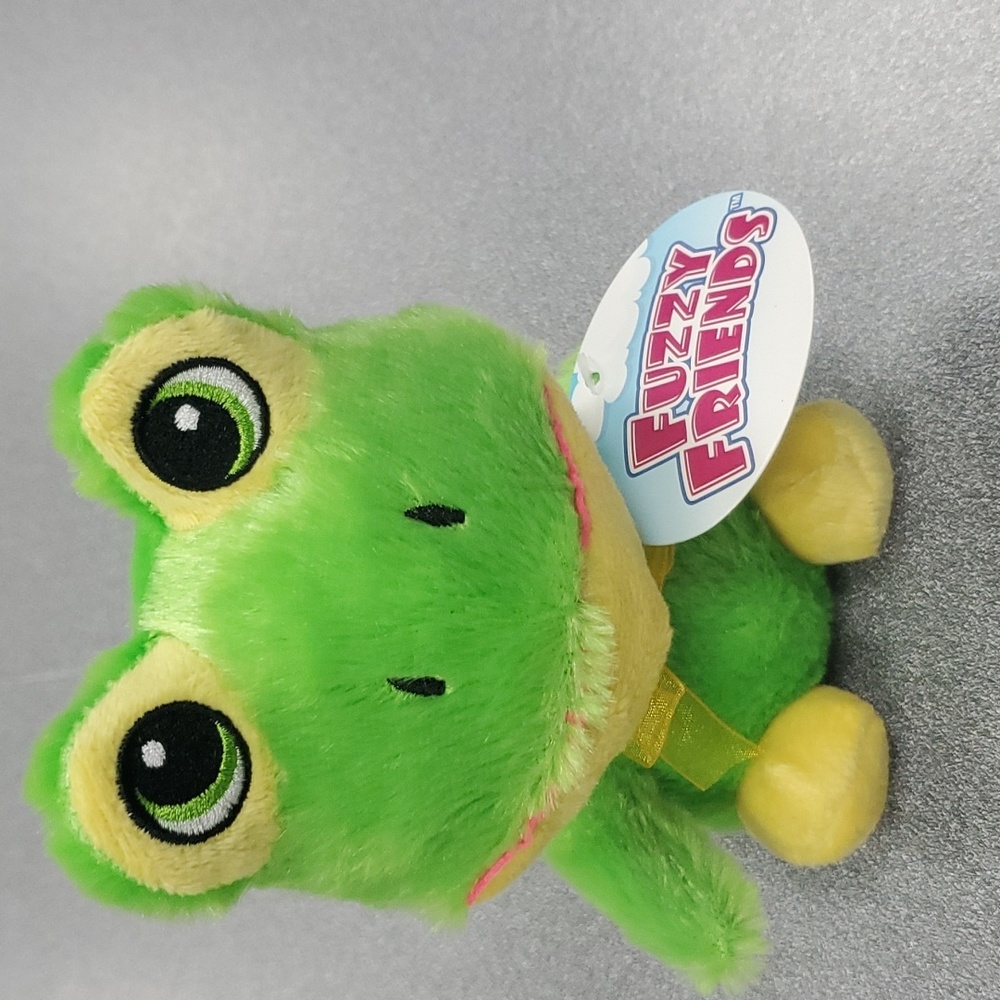 Fuzzy Friends 6-14 inches, Frog toy green.